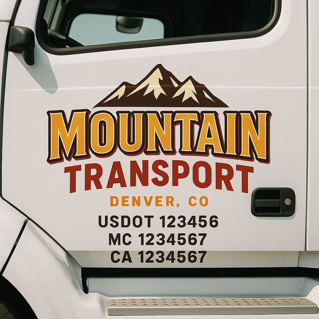 Truck Door Decal Sticker Lettering Signs With Location, USDOT, MC, CA, KYU, VIN, GVW (2-Pack)