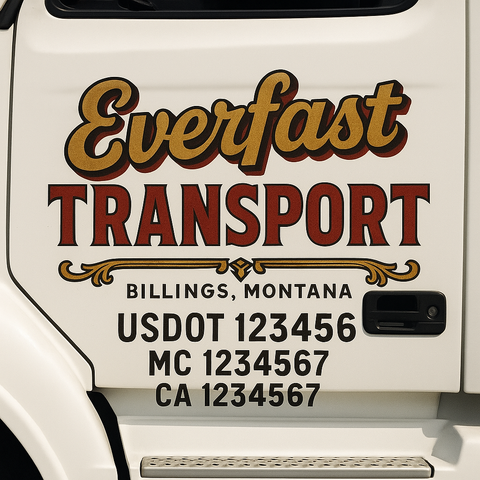 Truck Door Decal Sticker Lettering Signs With Location, USDOT, MC, CA, KYU, VIN, GVW (2-Pack)
