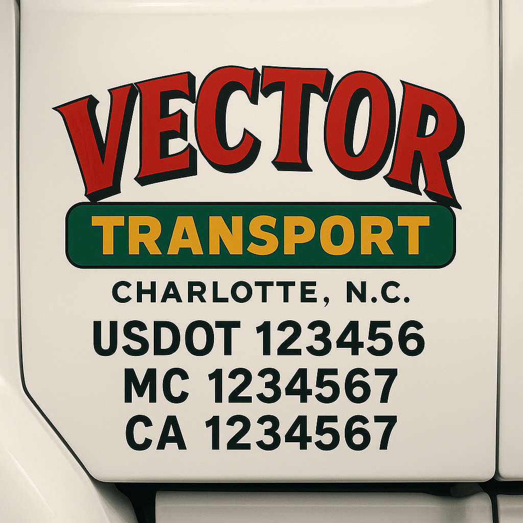 Truck Door Decal Sticker Lettering Signs With Location, USDOT, MC, CA, KYU, VIN, GVW (2-Pack)