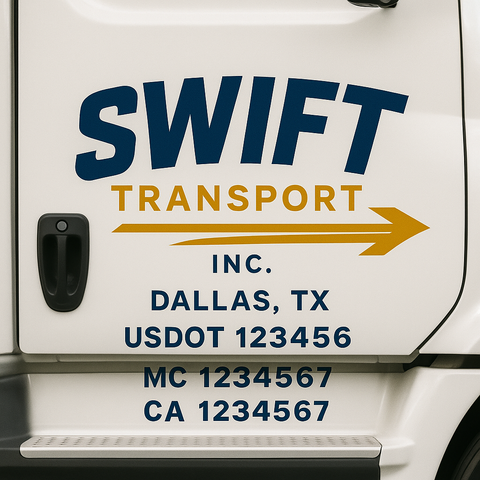 Truck Door Decal Sticker Lettering Signs With Location, USDOT, MC, CA, KYU, VIN, GVW (2-Pack)