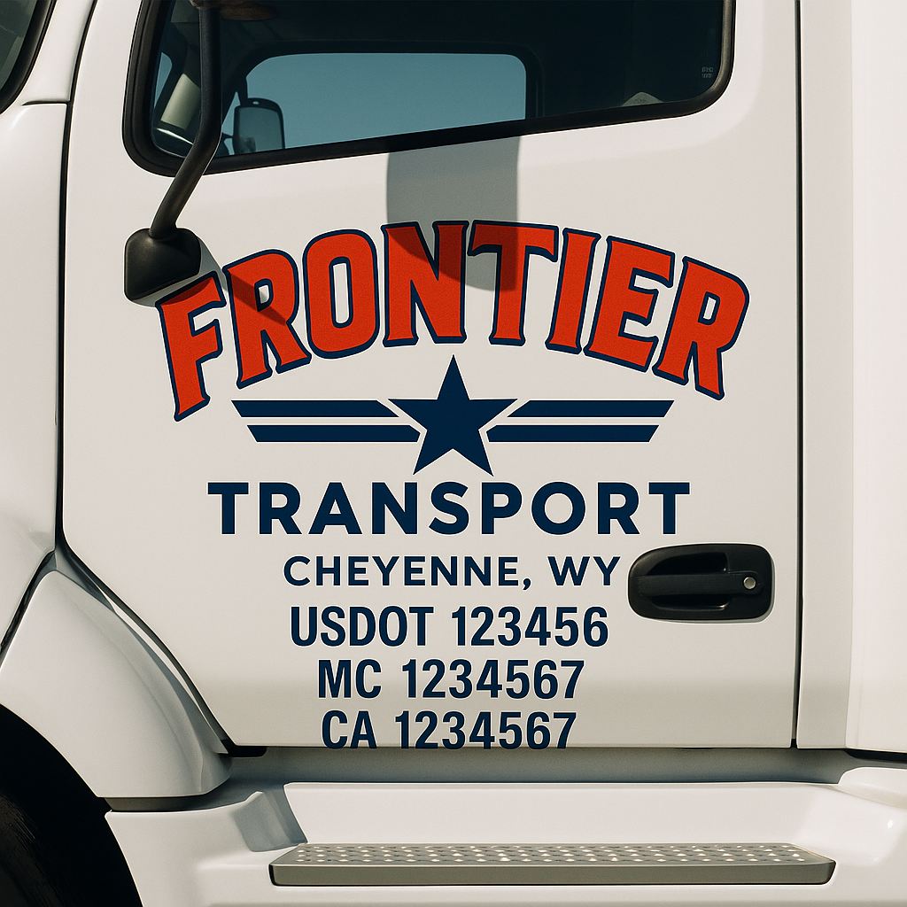 Truck Door Decal Sticker Lettering Signs With Location, USDOT, MC, CA, KYU, VIN, GVW (2-Pack)