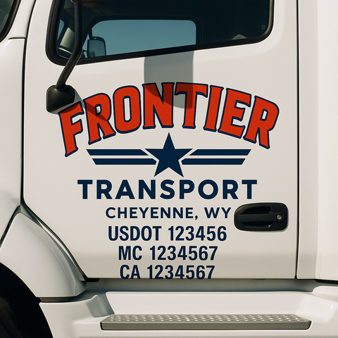 Truck Door Decal Sticker Lettering Signs With Location, USDOT, MC, CA, KYU, VIN, GVW (2-Pack)