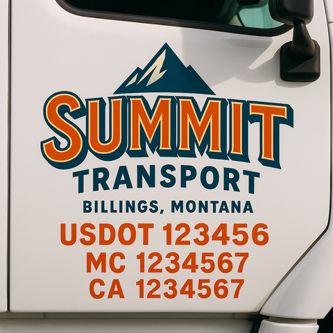 Truck Door Decal Sticker Lettering Signs With Location, USDOT, MC, CA, KYU, VIN, GVW (2-Pack)