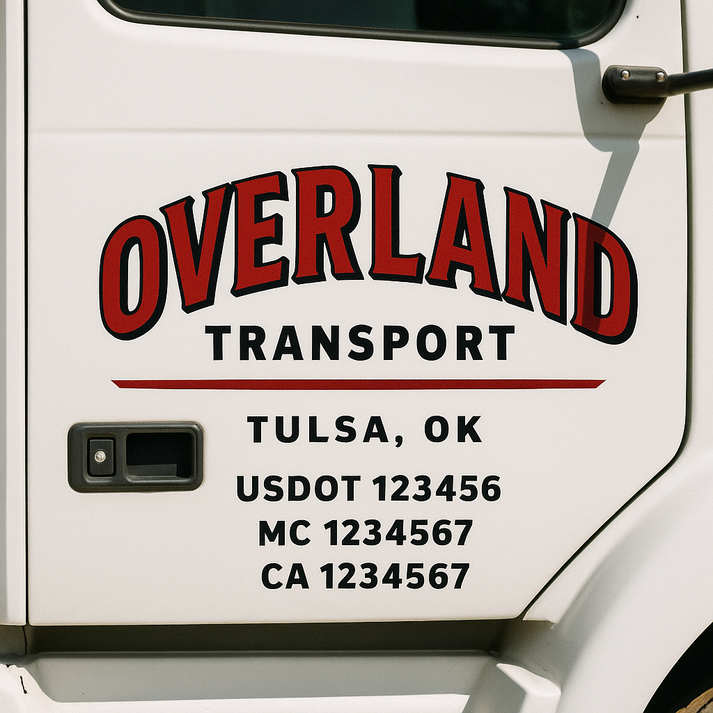 Truck Door Decal Sticker Lettering Signs With Location, USDOT, MC, CA, KYU, VIN, GVW (2-Pack)