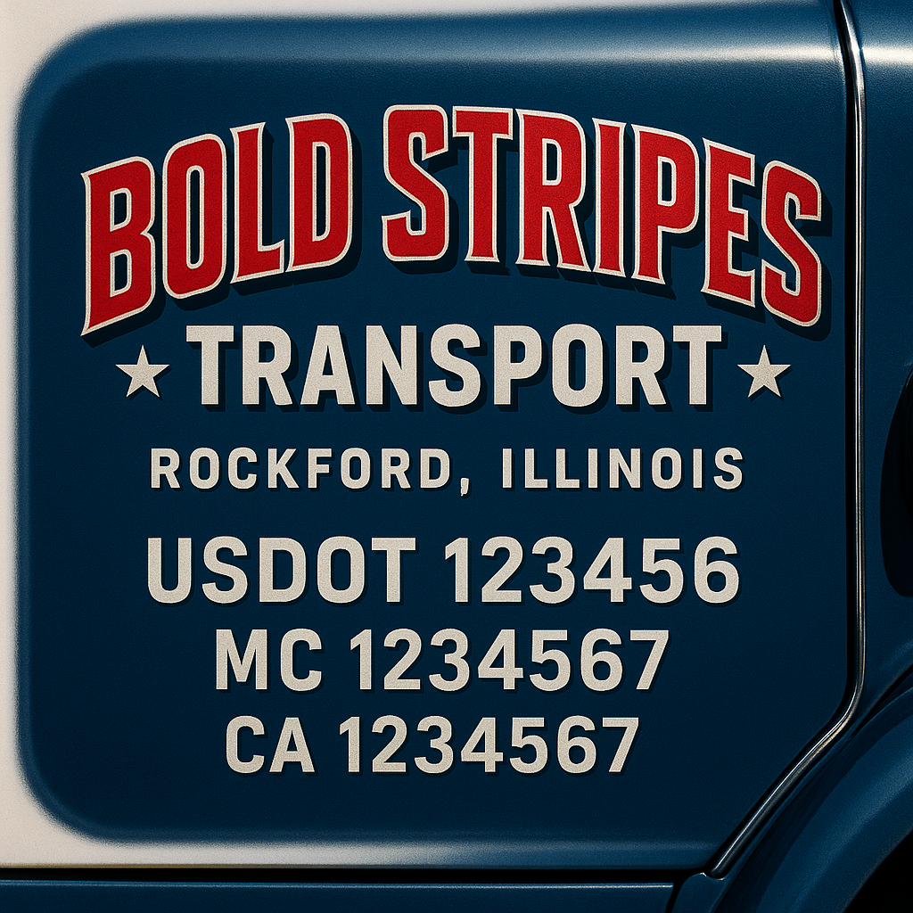 Truck Door Decal Sticker Lettering Signs With Location, USDOT, MC, CA, KYU, VIN, GVW (2-Pack)