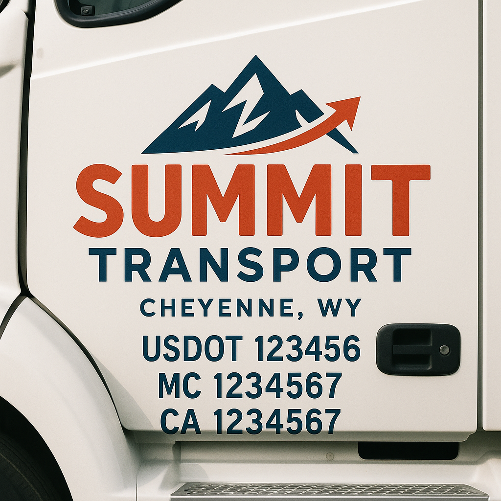 Truck Door Decal Sticker Lettering Signs With Location, USDOT, MC, CA, KYU, VIN, GVW (2-Pack)