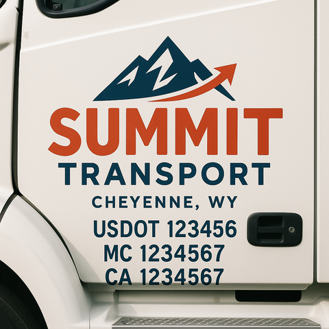 Truck Door Decal Sticker Lettering Signs With Location, USDOT, MC, CA, KYU, VIN, GVW (2-Pack)