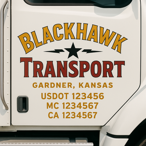 Truck Door Decal Sticker Lettering Signs With Location, USDOT, MC, CA, KYU, VIN, GVW (2-Pack)