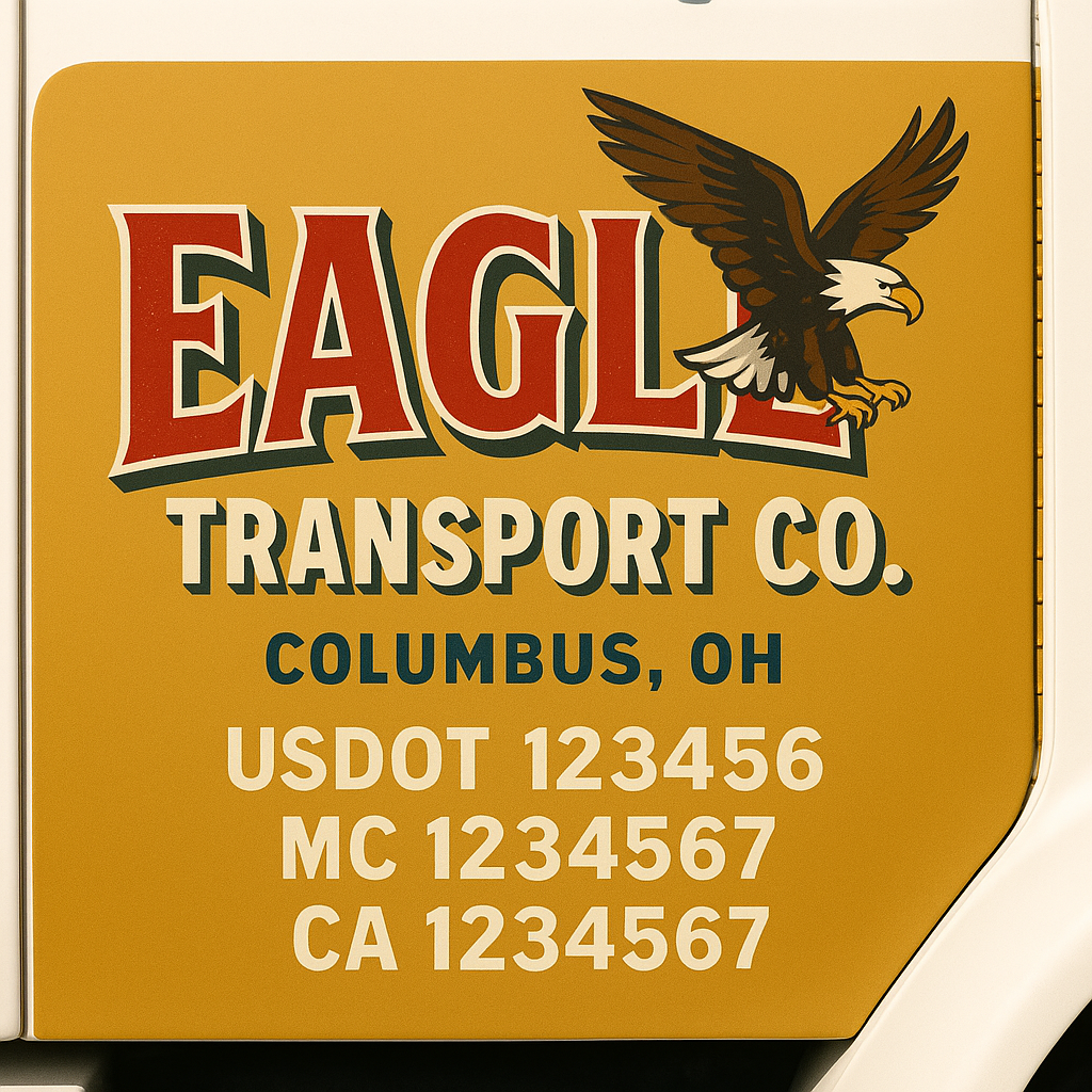 Truck Door Decal Sticker Lettering Signs With Location, USDOT, MC, CA, KYU, VIN, GVW (2-Pack)