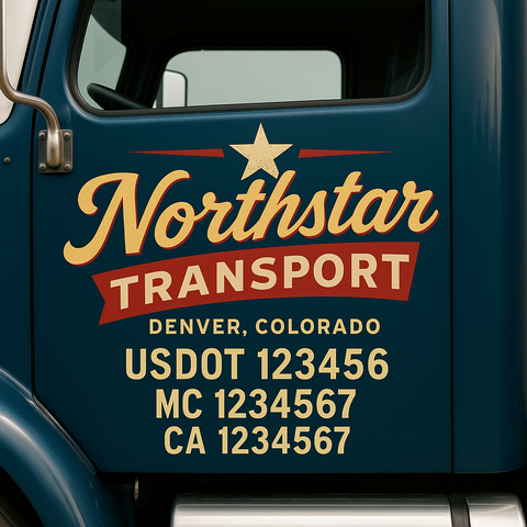 Truck Door Decal Sticker Lettering Signs With Location, USDOT, MC, CA, KYU, VIN, GVW (2-Pack)