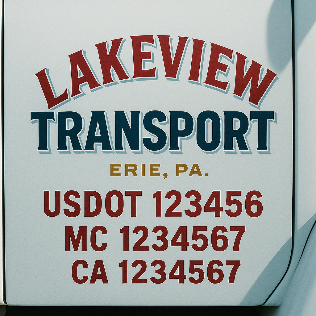 Truck Door Decal Sticker Lettering Signs With Location, USDOT, MC, CA, KYU, VIN, GVW (2-Pack)