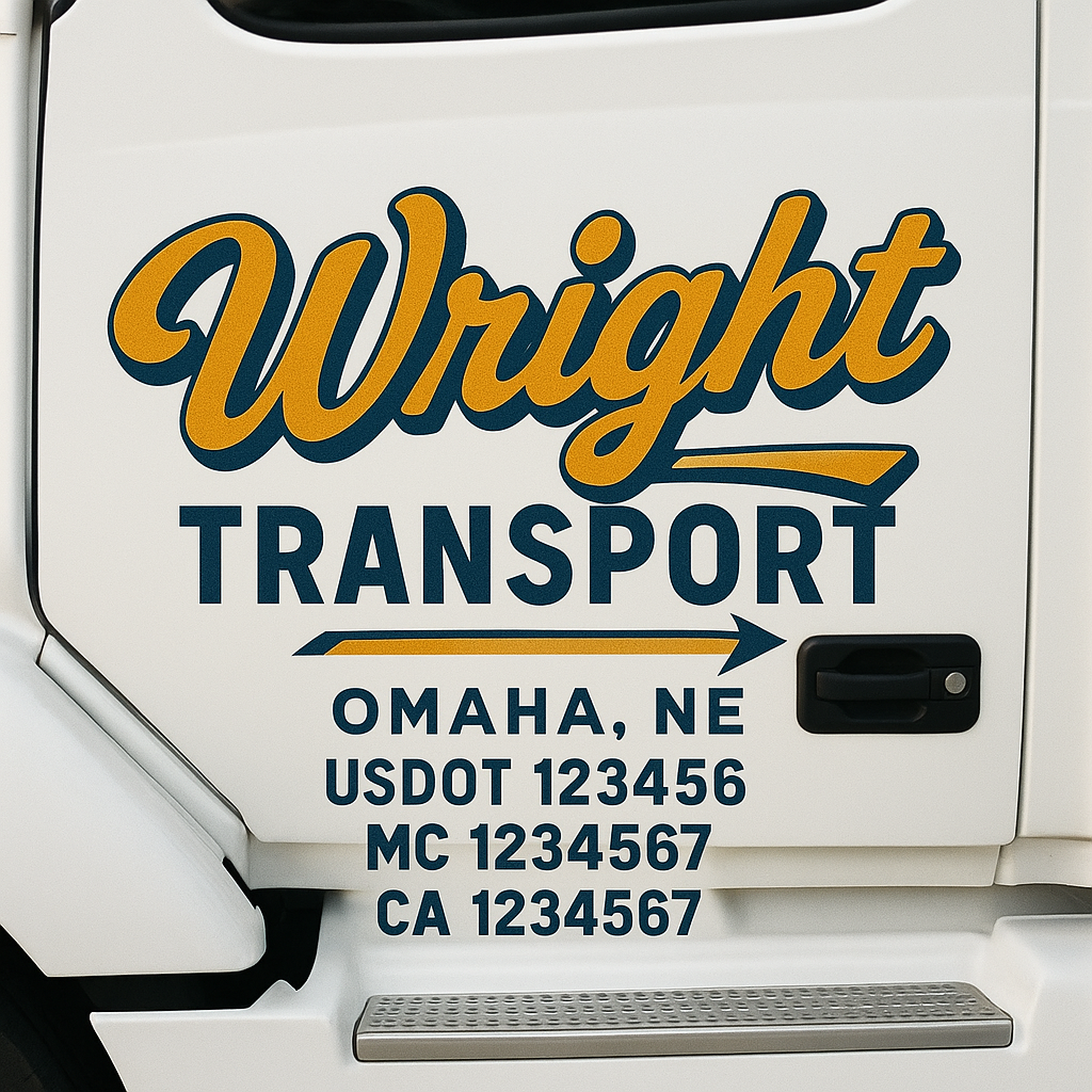 Truck Door Decal Sticker Lettering Signs With Location, USDOT, MC, CA, KYU, VIN, GVW (2-Pack)
