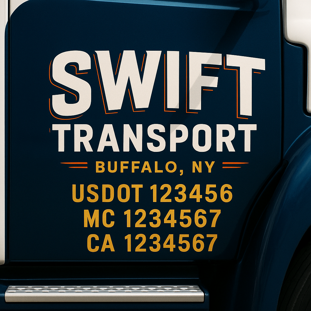 Truck Door Decal Sticker Lettering Signs With Location, USDOT, MC, CA, KYU, VIN, GVW (2-Pack)