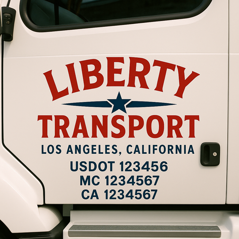 Truck Door Decal Sticker Lettering Signs With Location, USDOT, MC, CA, KYU, VIN, GVW (2-Pack)