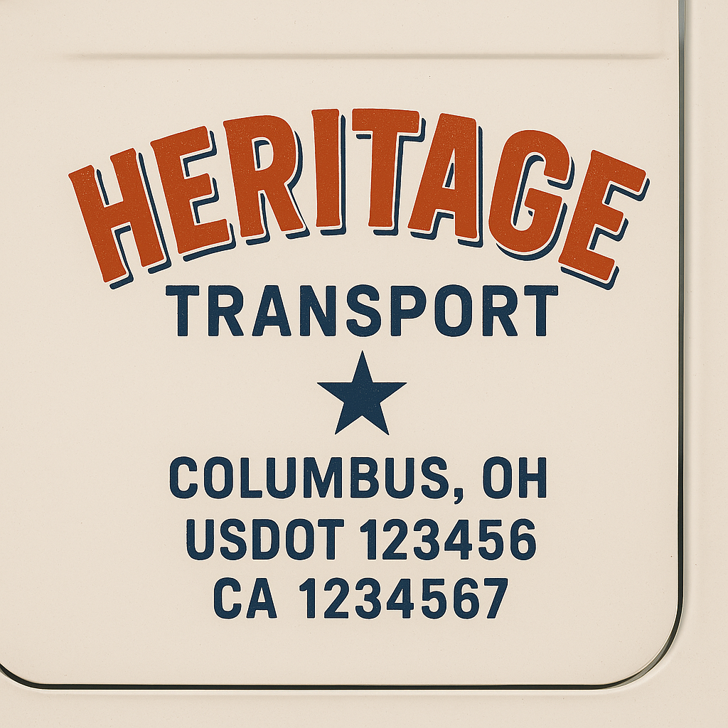 Truck Door Decal Sticker Lettering Signs With Location, USDOT, MC, CA, KYU, VIN, GVW (2-Pack)