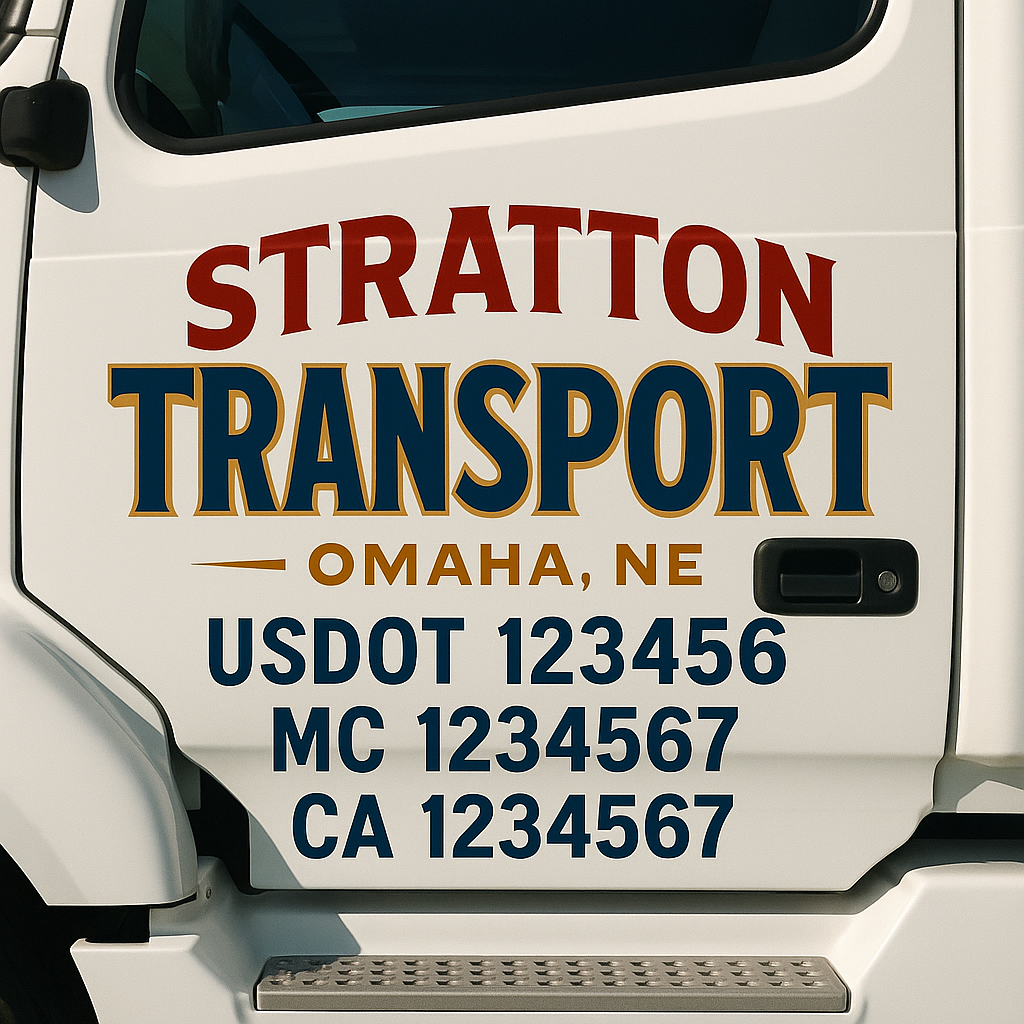 Truck Door Decal Sticker Lettering Signs With Location, USDOT, MC, CA, KYU, VIN, GVW (2-Pack)
