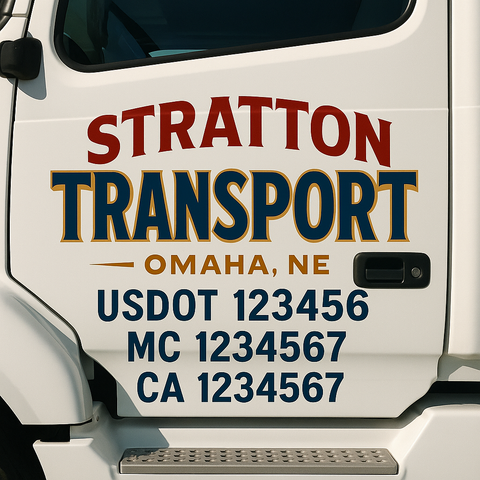 Truck Door Decal Sticker Lettering Signs With Location, USDOT, MC, CA, KYU, VIN, GVW (2-Pack)