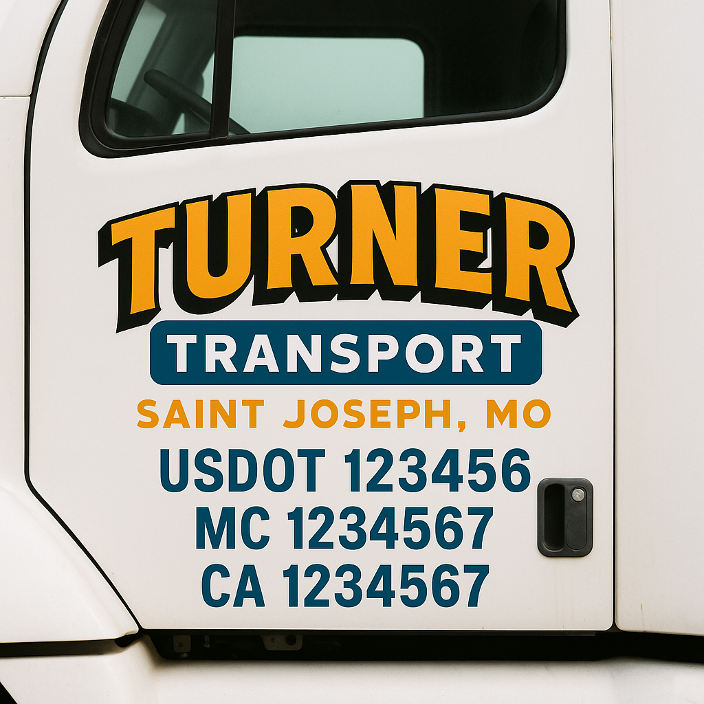 Truck Door Decal Sticker Lettering Signs With Location, USDOT, MC, CA, KYU, VIN, GVW (2-Pack)
