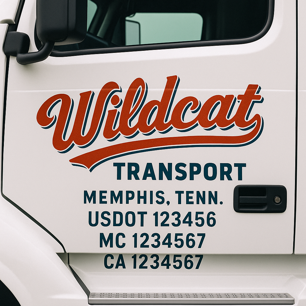 Truck Door Decal Sticker Lettering Signs With Location, USDOT, MC, CA, KYU, VIN, GVW (2-Pack)