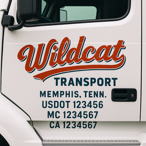 Truck Door Decal Sticker Lettering Signs With Location, USDOT, MC, CA, KYU, VIN, GVW (2-Pack)