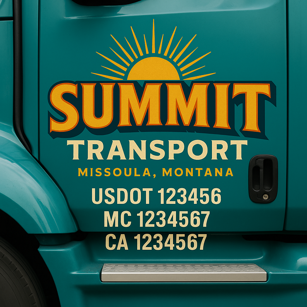 Truck Door Decal Sticker Lettering Signs With Location, USDOT, MC, CA, KYU, VIN, GVW (2-Pack)