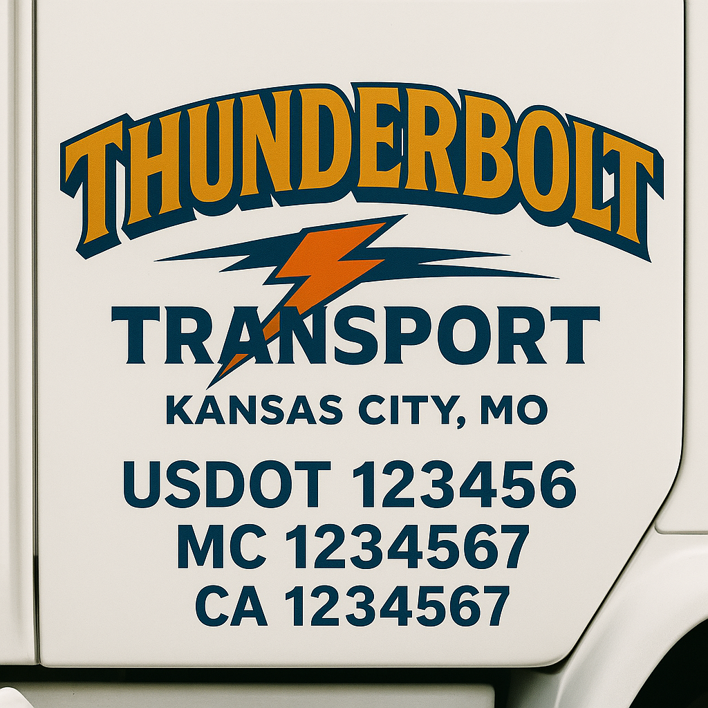 Truck Door Decal Sticker Lettering Signs With Location, USDOT, MC, CA, KYU, VIN, GVW (2-Pack)