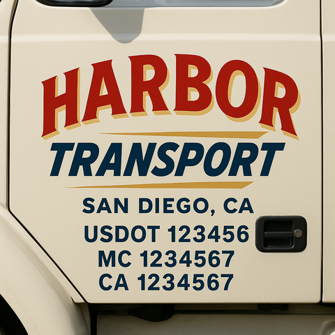 Truck Door Decal Sticker Lettering Signs With Location, USDOT, MC, CA, KYU, VIN, GVW (2-Pack)