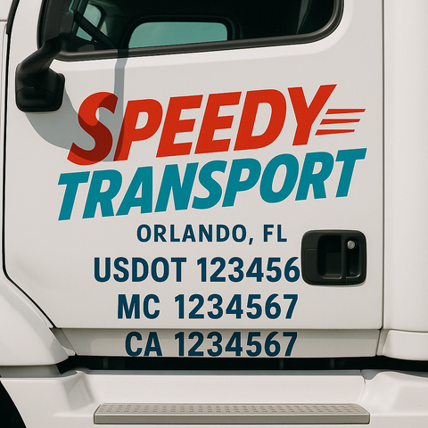 Truck Door Decal Sticker Lettering Signs With Location, USDOT, MC, CA, KYU, VIN, GVW (2-Pack)