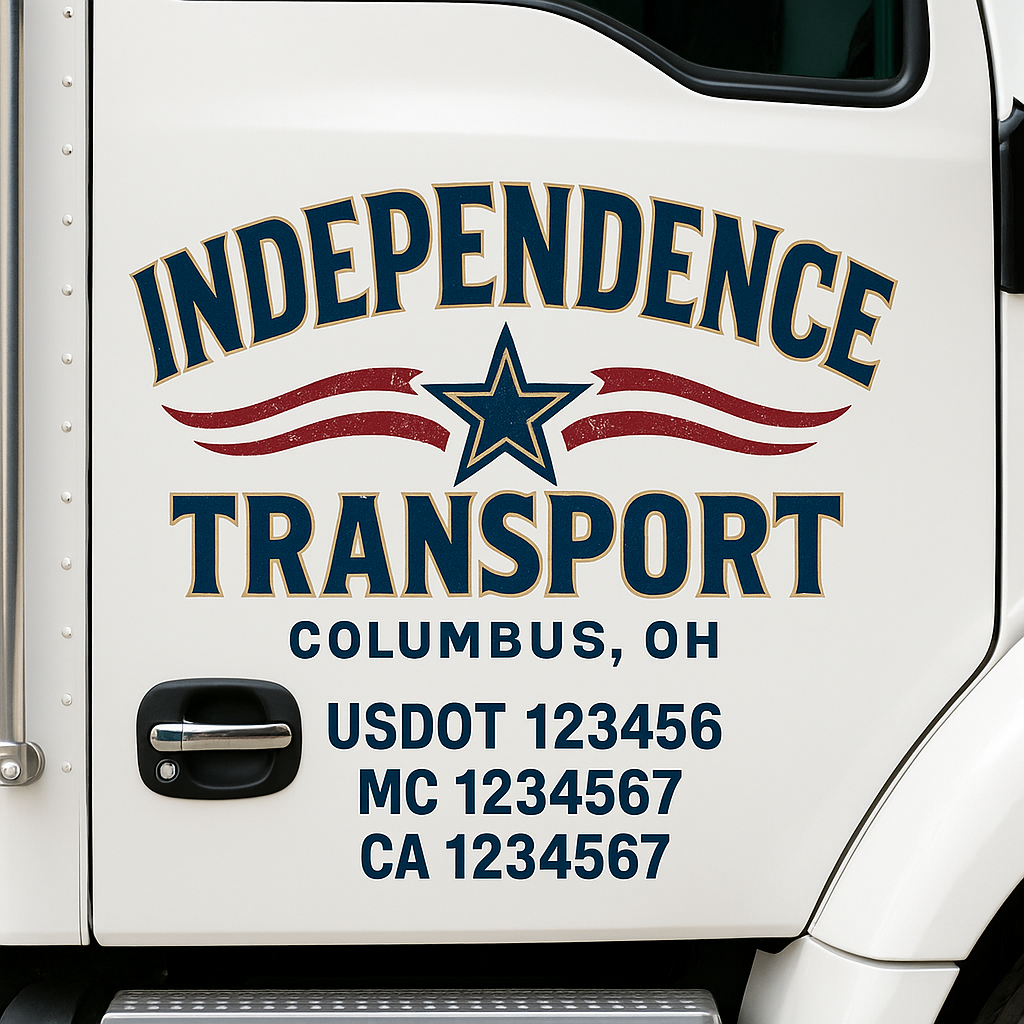 Truck Door Decal Sticker Lettering Signs With Location, USDOT, MC, CA, KYU, VIN, GVW (2-Pack)