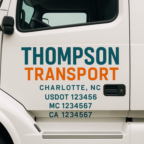 Truck Door Decal Sticker Lettering Signs With Location, USDOT, MC, CA, KYU, VIN, GVW (2-Pack)