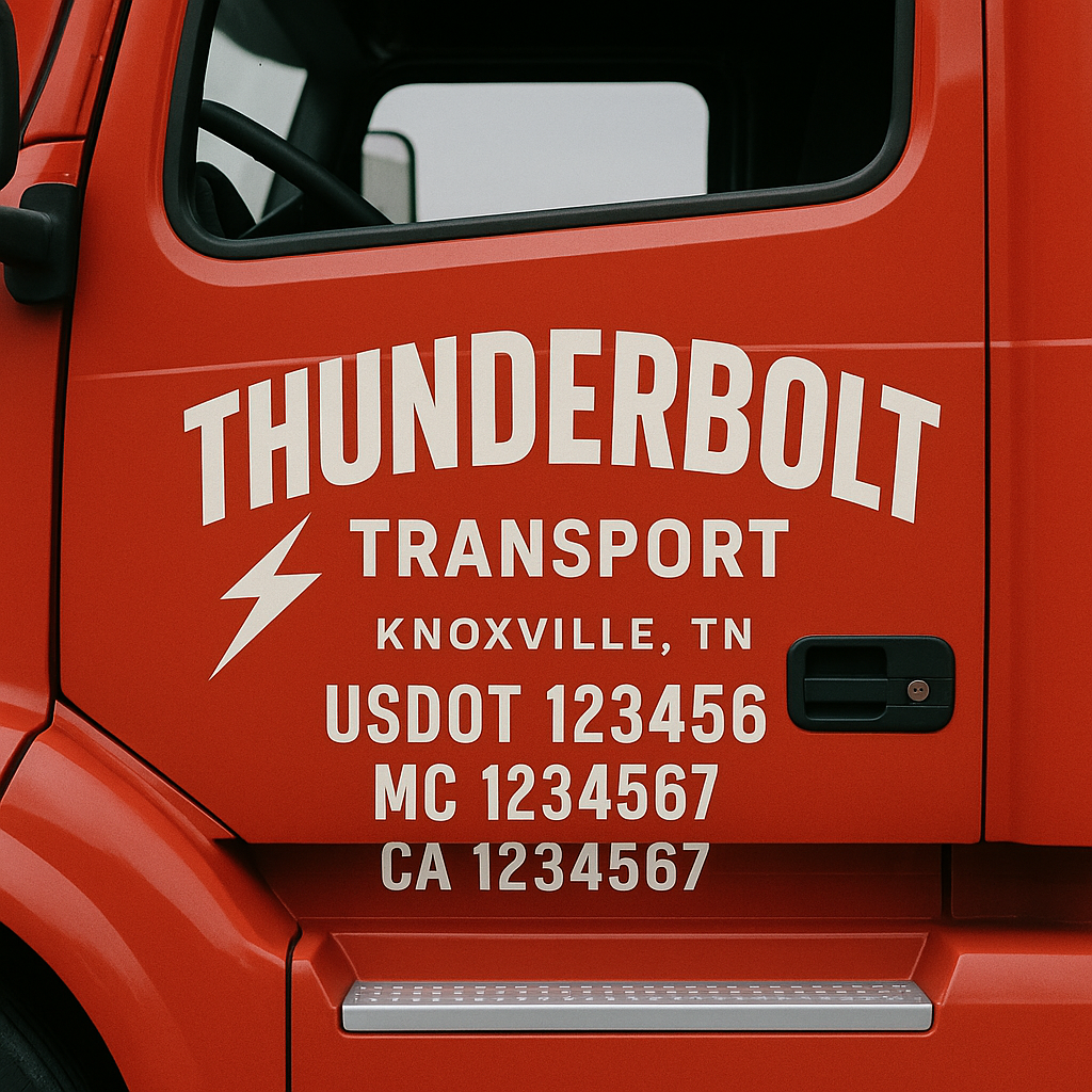 Truck Door Decal Sticker Lettering Signs With Location, USDOT, MC, CA, KYU, VIN, GVW (2-Pack)