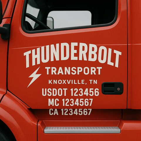 Truck Door Decal Sticker Lettering Signs With Location, USDOT, MC, CA, KYU, VIN, GVW (2-Pack)