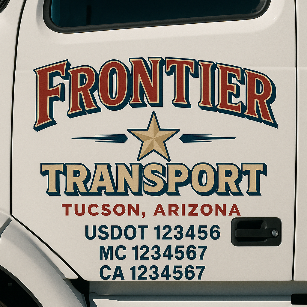 Truck Door Decal Sticker Lettering Signs With Location, USDOT, MC, CA, KYU, VIN, GVW (2-Pack)