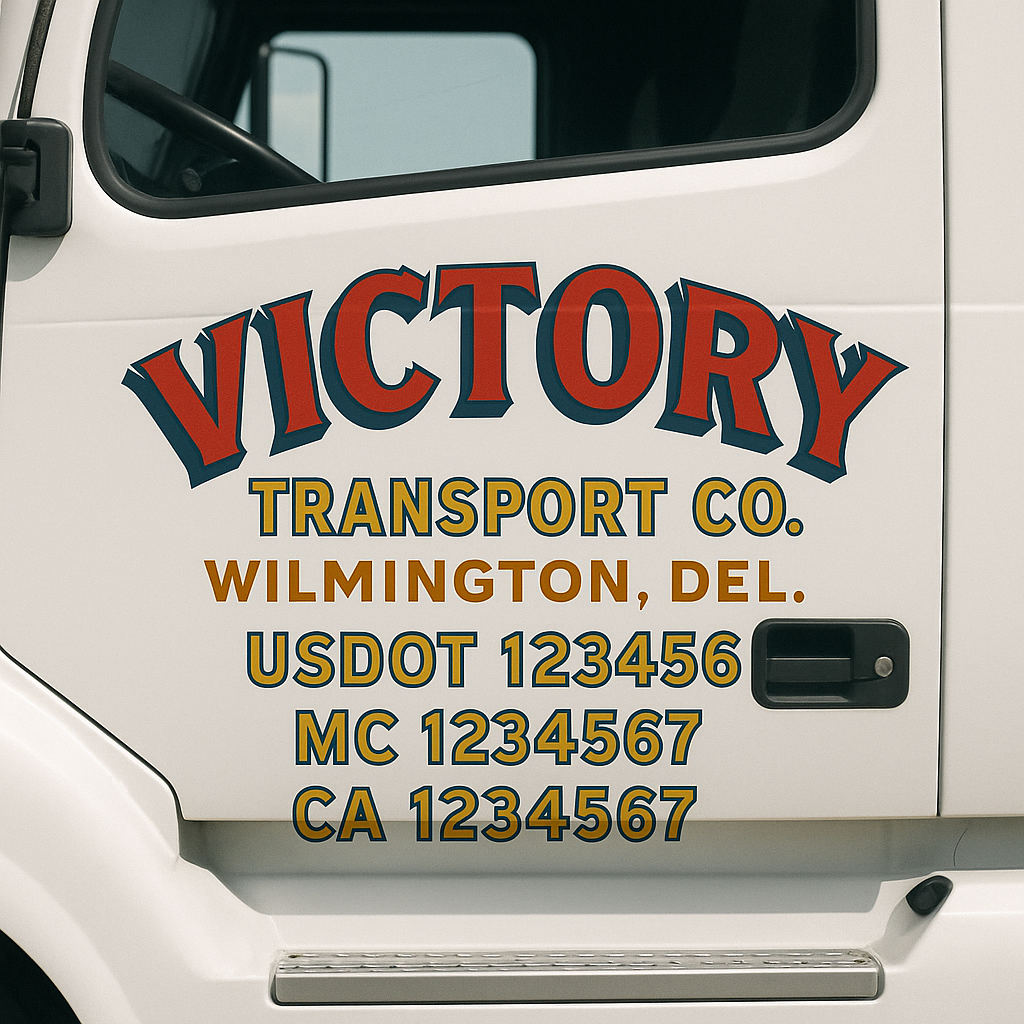 Truck Door Decal Sticker Lettering Signs With Location, USDOT, MC, CA, KYU, VIN, GVW (2-Pack)