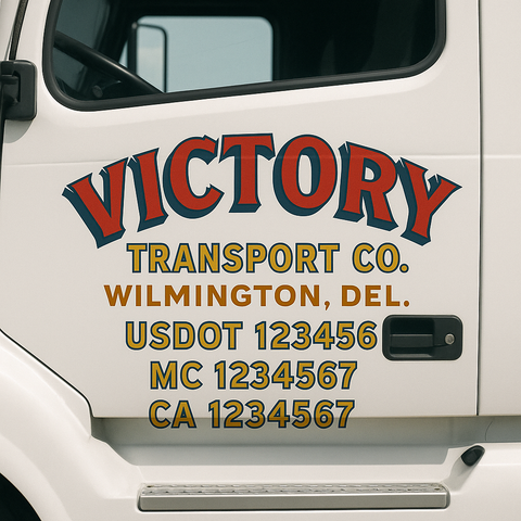 Truck Door Decal Sticker Lettering Signs With Location, USDOT, MC, CA, KYU, VIN, GVW (2-Pack)
