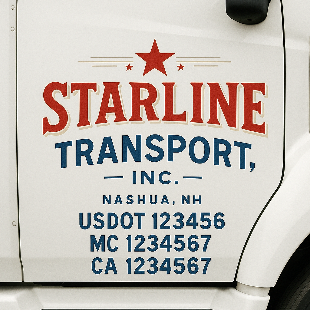 Truck Door Decal Sticker Lettering Signs With Location, USDOT, MC, CA, KYU, VIN, GVW (2-Pack)