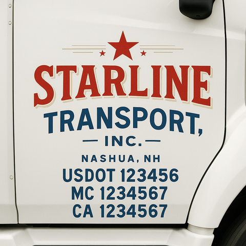 Truck Door Decal Sticker Lettering Signs With Location, USDOT, MC, CA, KYU, VIN, GVW (2-Pack)