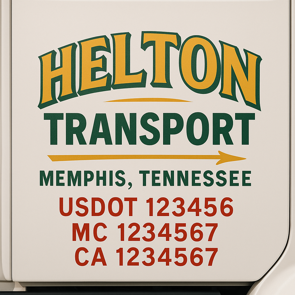 Truck Door Decal Sticker Lettering Signs With Location, USDOT, MC, CA, KYU, VIN, GVW (2-Pack)