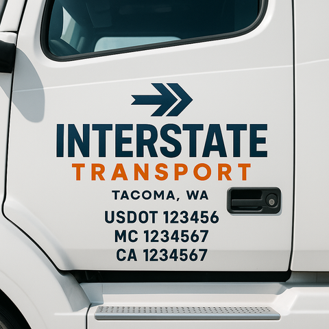 Truck Door Decal Sticker Lettering Signs With Location, USDOT, MC, CA, KYU, VIN, GVW (2-Pack)