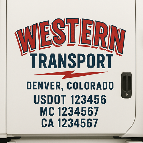Truck Door Decal Sticker Lettering Signs With Location, USDOT, MC, CA, KYU, VIN, GVW (2-Pack)