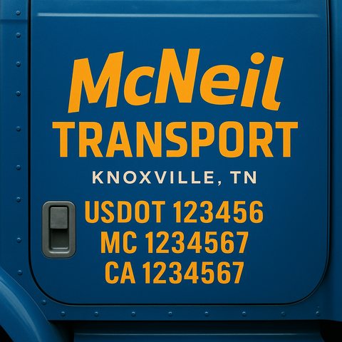 Truck Door Decal Sticker Lettering Signs With Location, USDOT, MC, CA, KYU, VIN, GVW (2-Pack)