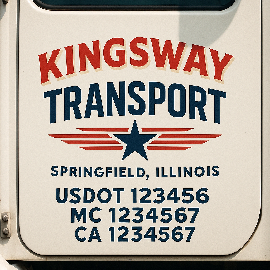 Truck Door Decal Sticker Lettering Signs With Location, USDOT, MC, CA, KYU, VIN, GVW (2-Pack)
