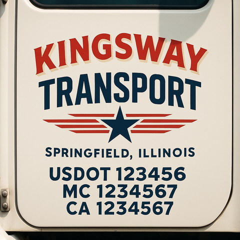 Truck Door Decal Sticker Lettering Signs With Location, USDOT, MC, CA, KYU, VIN, GVW (2-Pack)