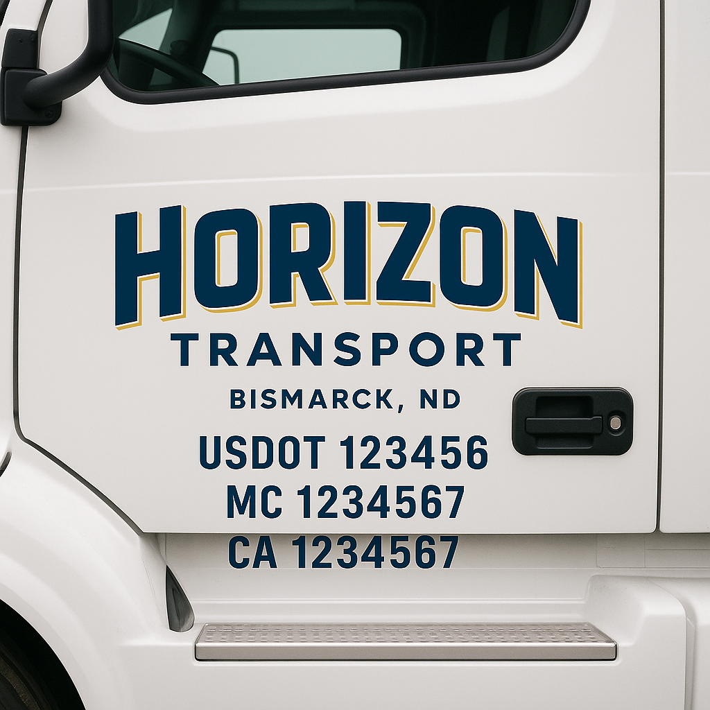 Truck Door Decal Sticker Lettering Signs With Location, USDOT, MC, CA, KYU, VIN, GVW (2-Pack)