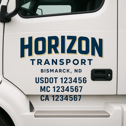 Truck Door Decal Sticker Lettering Signs With Location, USDOT, MC, CA, KYU, VIN, GVW (2-Pack)