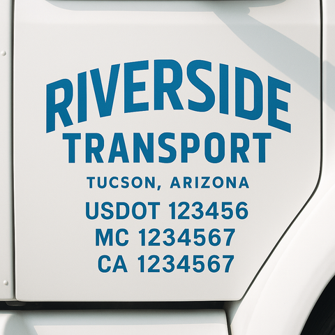 Truck Door Decal Sticker Lettering Signs With Location, USDOT, MC, CA, KYU, VIN, GVW (2-Pack)
