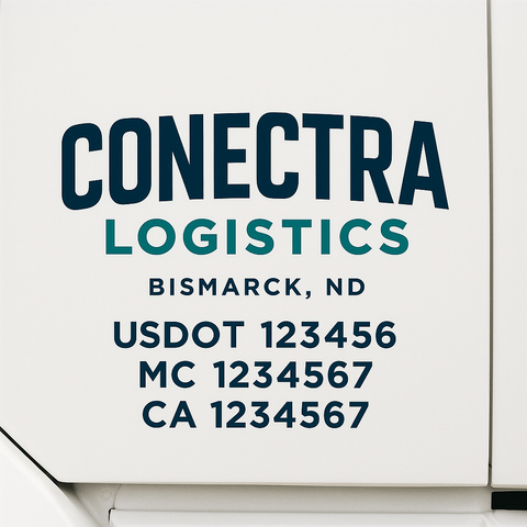 Truck Door Decal Sticker Lettering Signs With Location, USDOT, MC, CA, KYU, VIN, GVW (2-Pack)