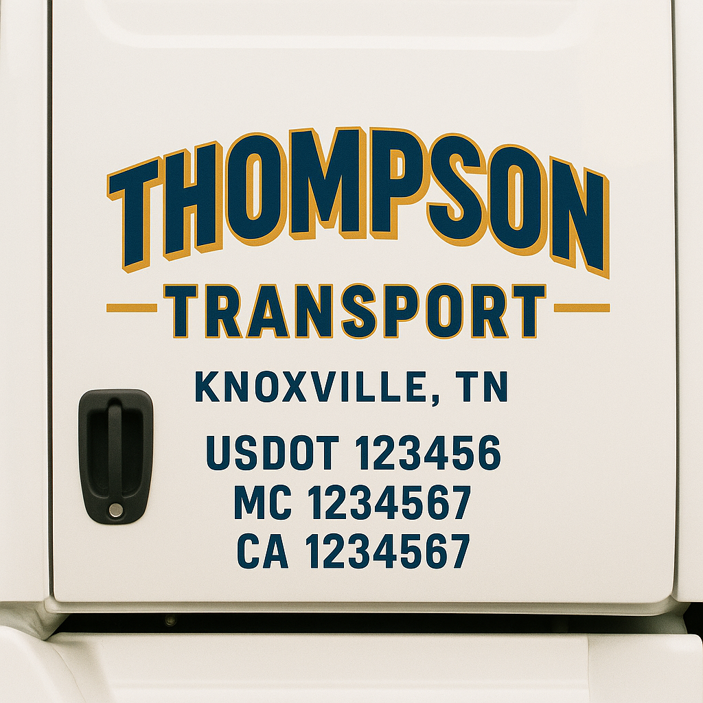 Truck Door Decal Sticker Lettering Signs With Location, USDOT, MC, CA, KYU, VIN, GVW (2-Pack)