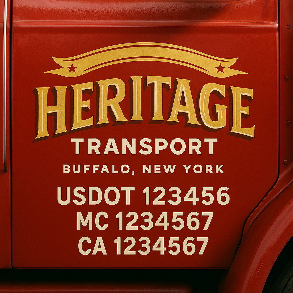 Truck Door Decal Sticker Lettering Signs With Location, USDOT, MC, CA, KYU, VIN, GVW (2-Pack)