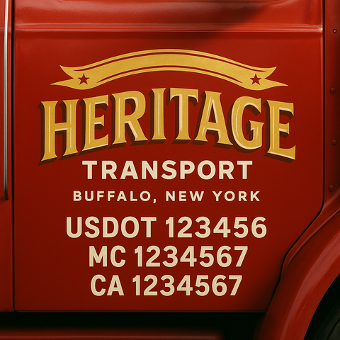 Truck Door Decal Sticker Lettering Signs With Location, USDOT, MC, CA, KYU, VIN, GVW (2-Pack)